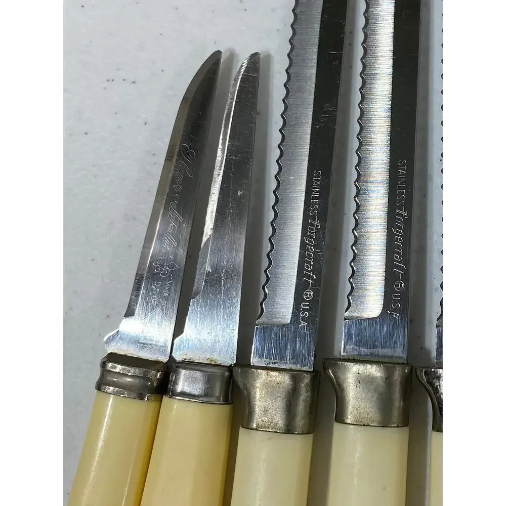 Vintage Kitchen Knives Mixed Lot of 7 Steak Pairing READ‎